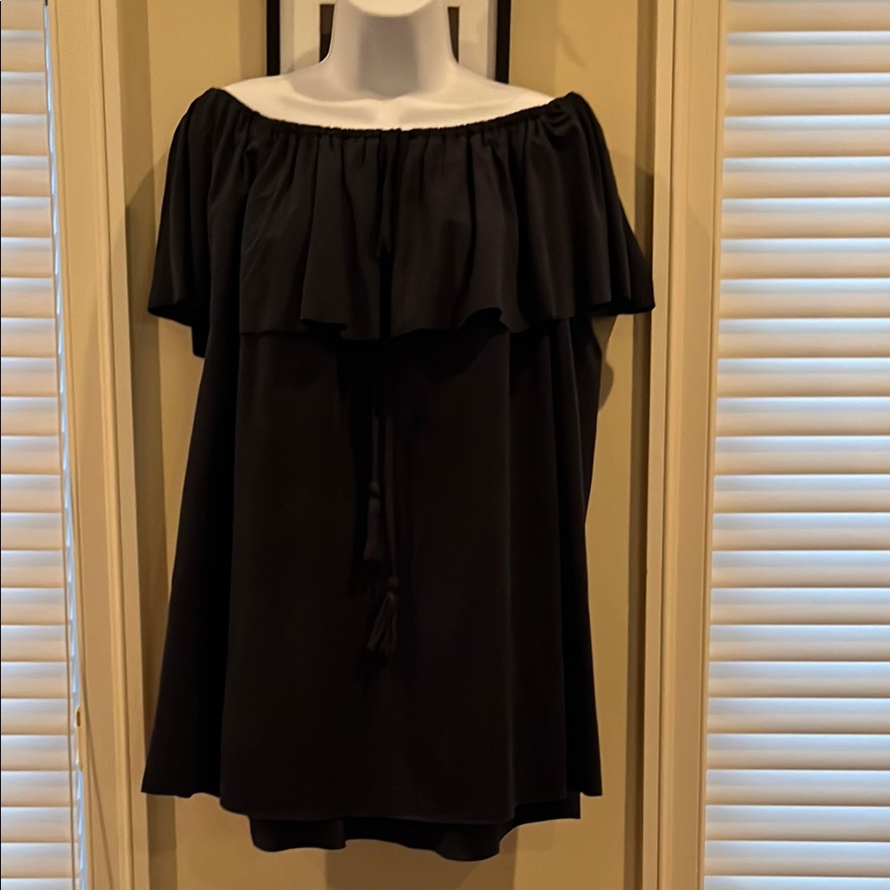 Elegant Navy blue Off-Shoulder Top